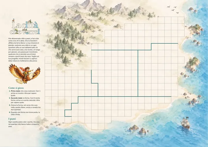 La mappa a quadretti della città sul mare