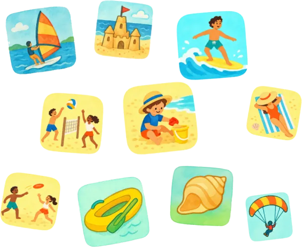 Il bingo di Fréjus: windsurf, castello di sabbia, surfista…