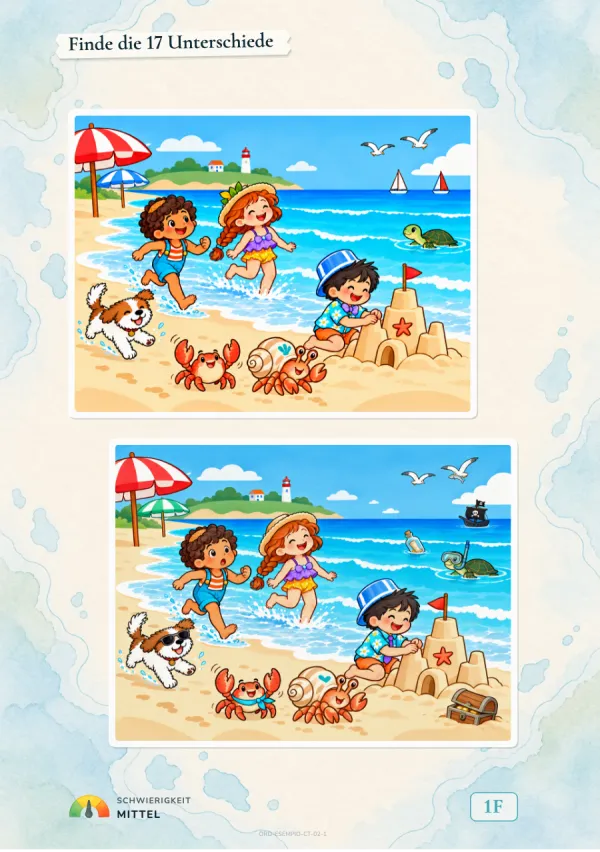 Finde die Unterschiede am Strand