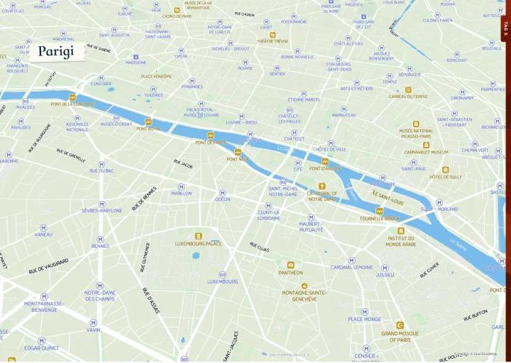 Die Karte von Paris auf einer Doppelseite