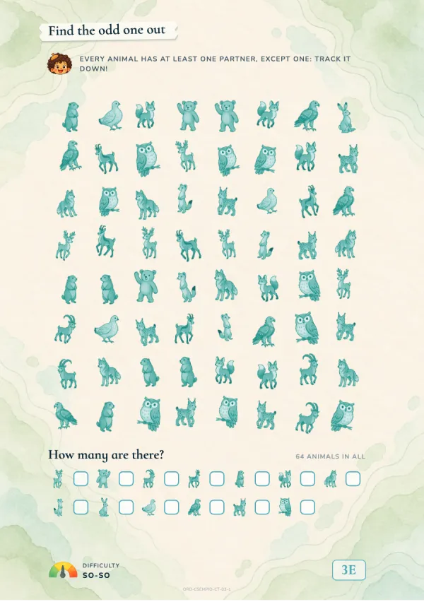 Find the odd one out among the little animals