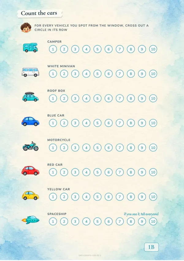 Count the cars: eight rows of vehicles to count from the window