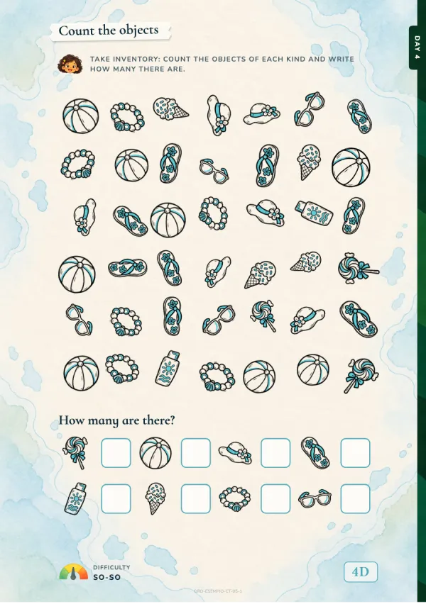 Count the objects on the beach
