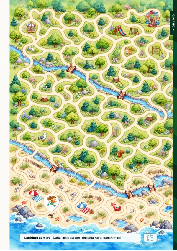 Grande labirinto illustrato nel bosco